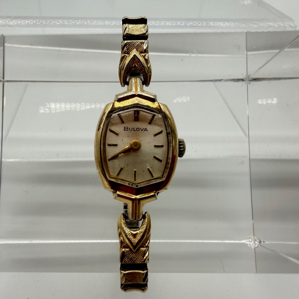 Vintage 1967 Bulova Ladies Watch 10K RGP Bezel Cocktail Watch Untested M7